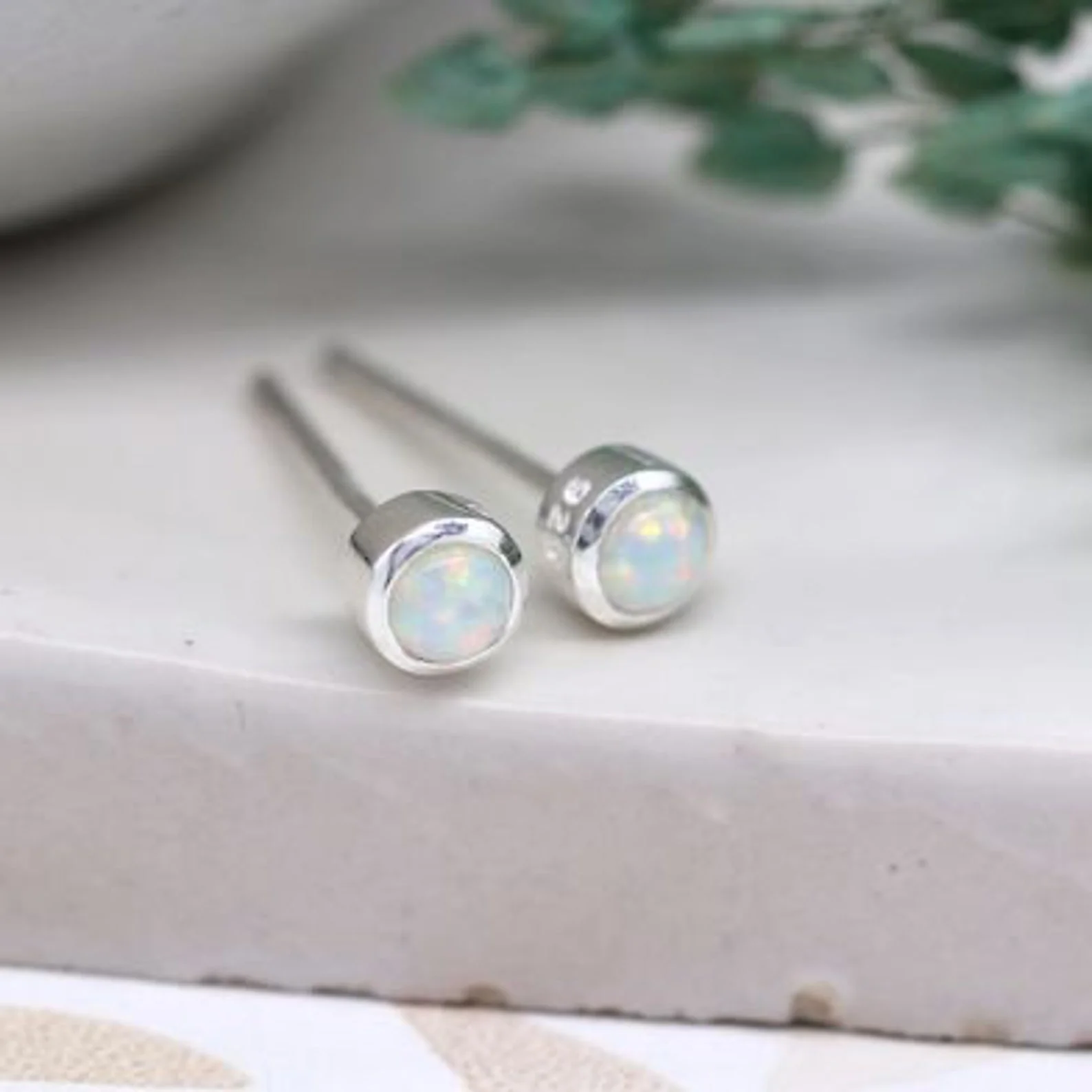 Tiny Opal Stud Earrings - Image 7