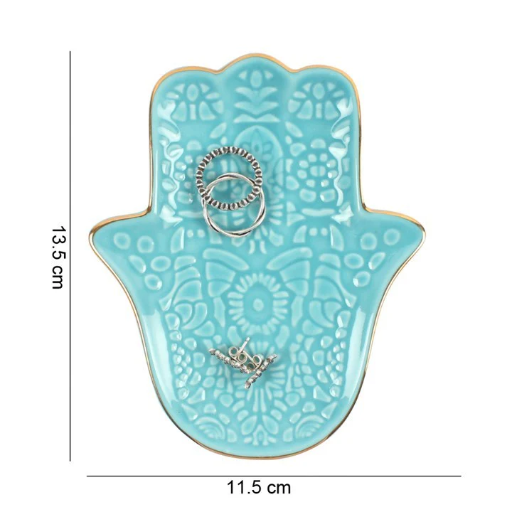 TURQUOISE HAMSA HAND JEWELLERY DISH - Image 3
