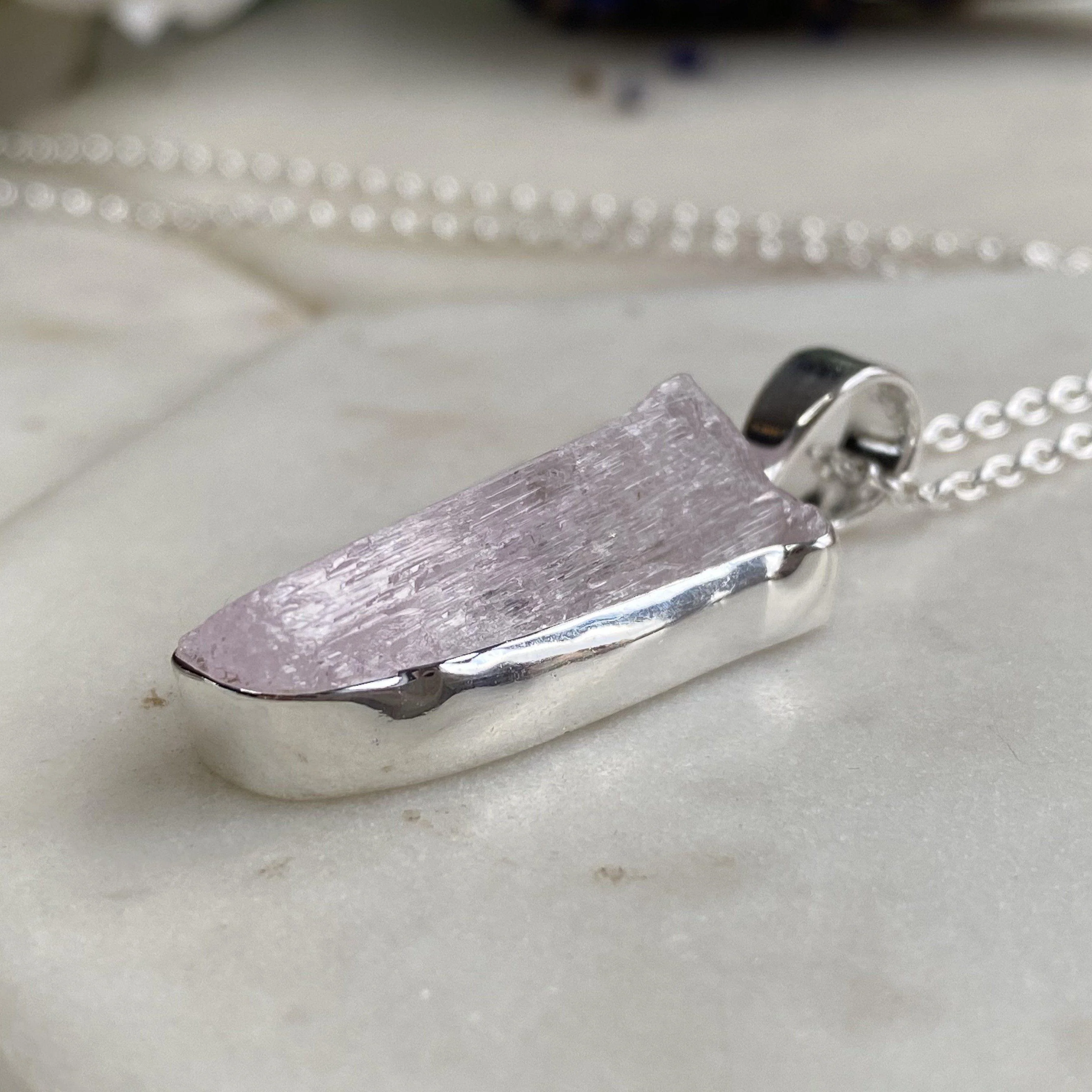 Uncut Kunzite Pendant Necklace - Image 3