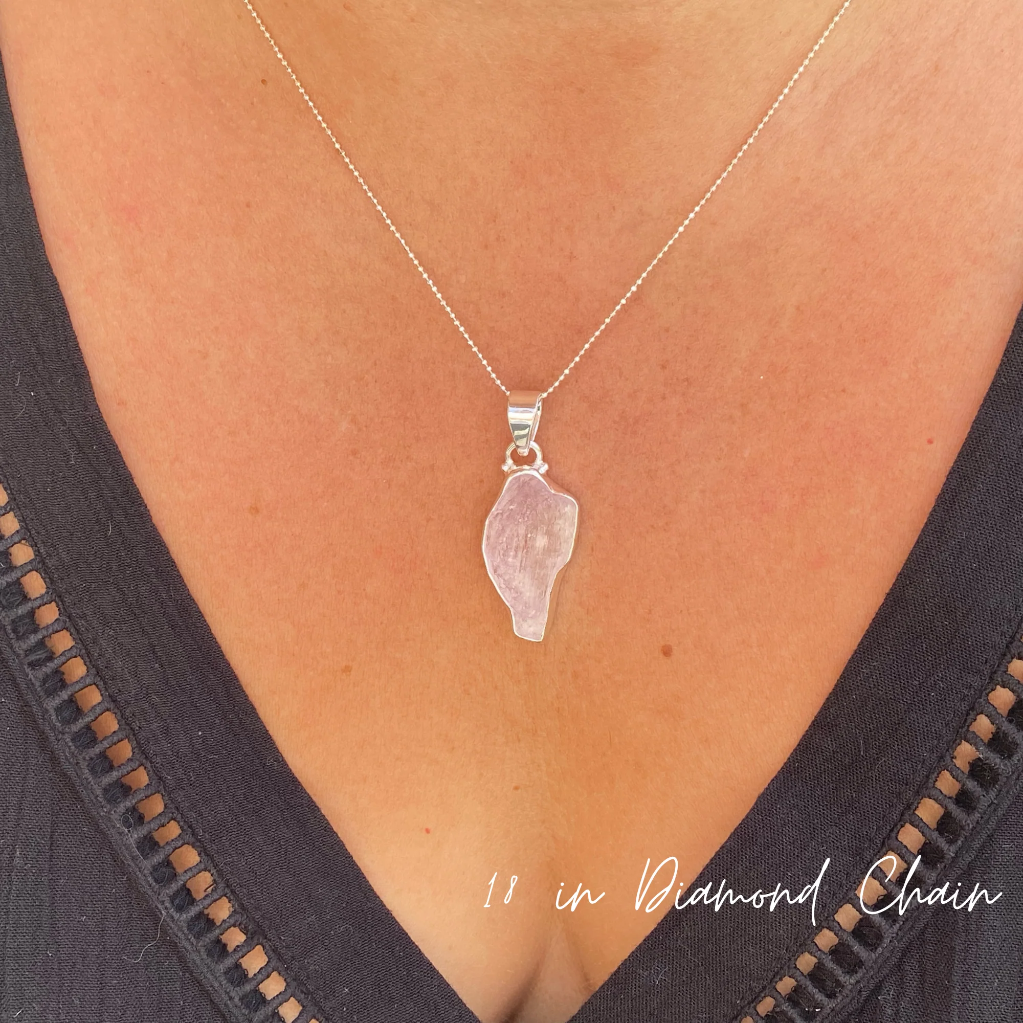 Uncut Kunzite Pendant Necklace - Image 4
