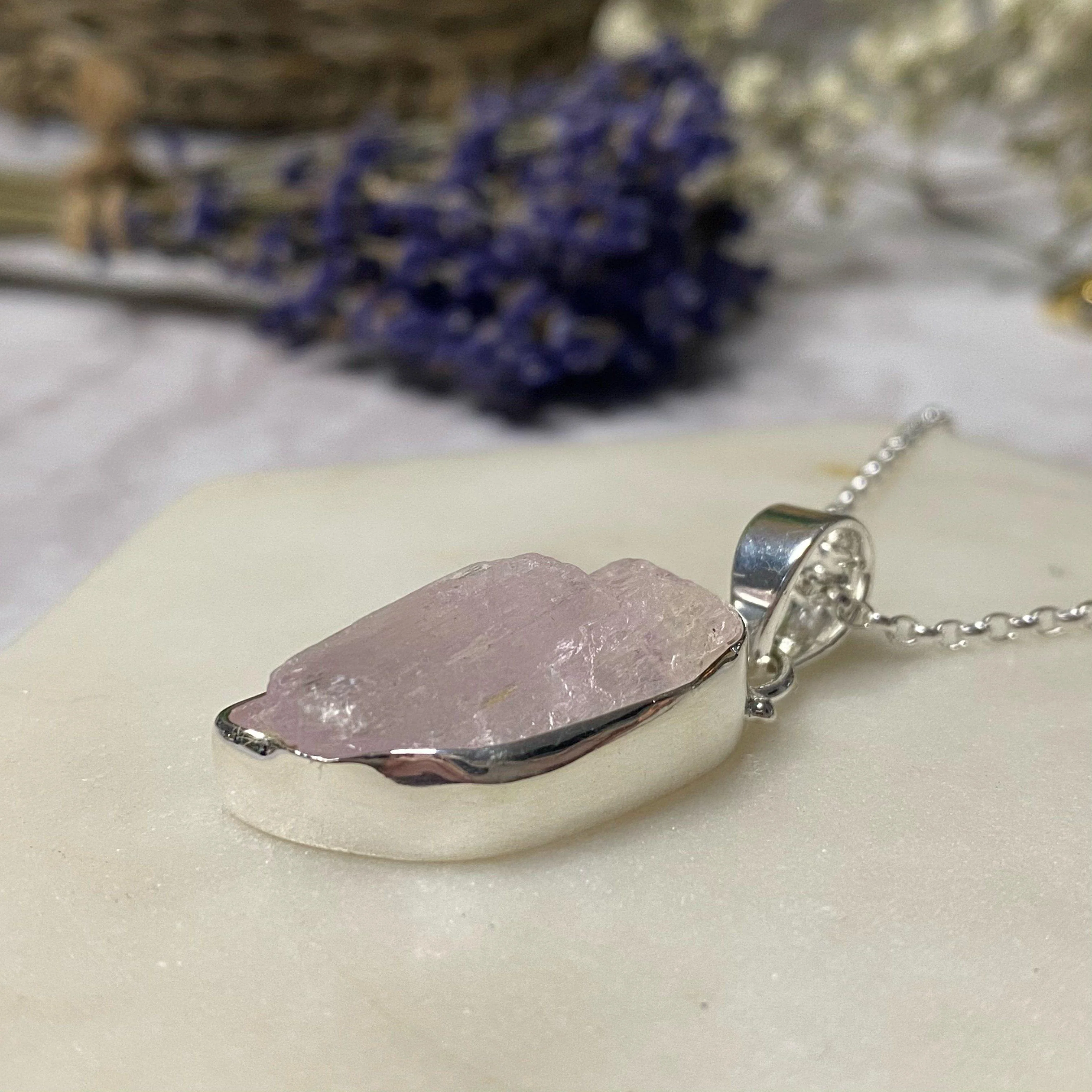 Uncut Kunzite Pendant Necklace - Image 8