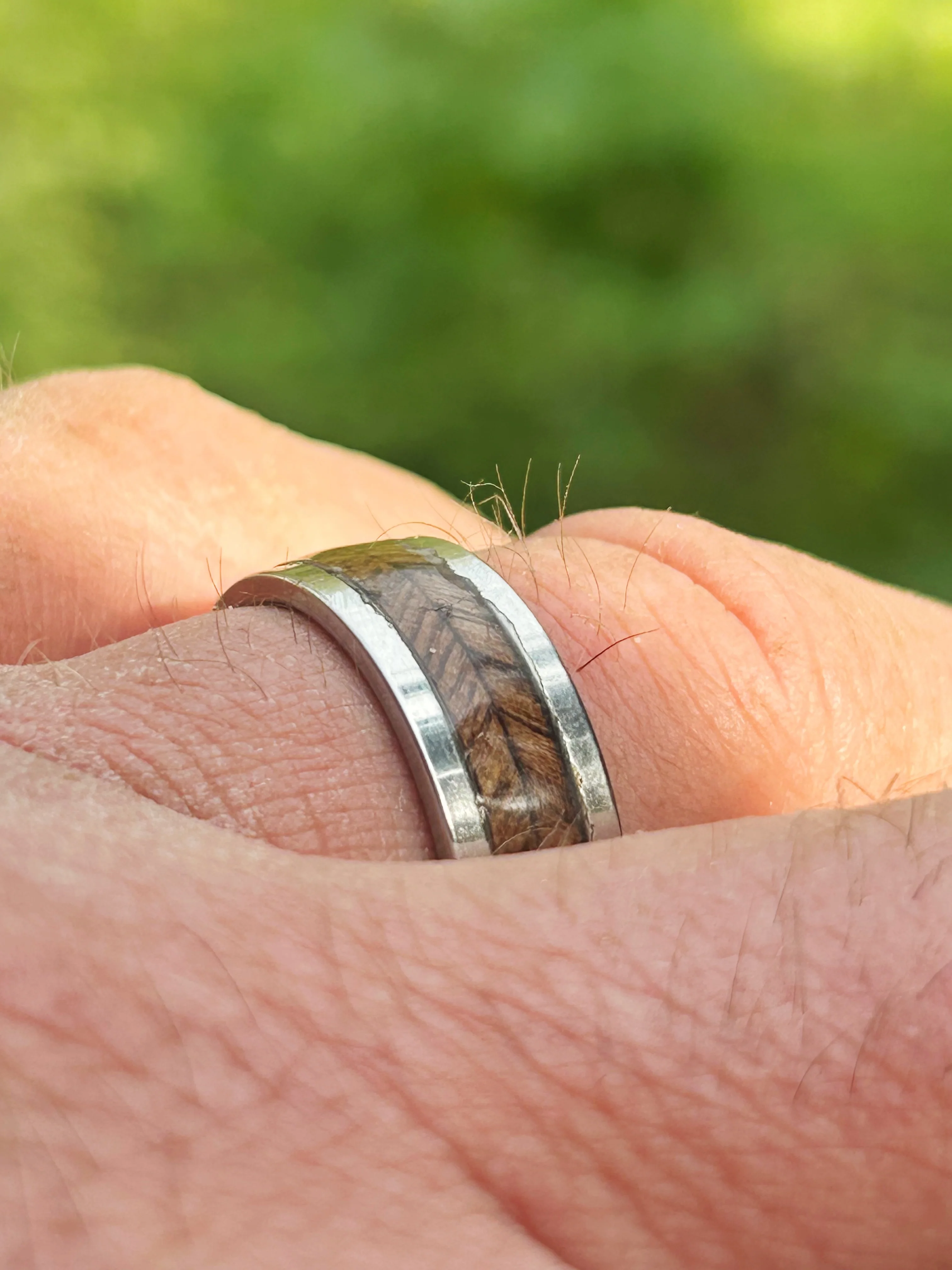 Walnut Herringbone River Ring - UNISEX! New - Image 3