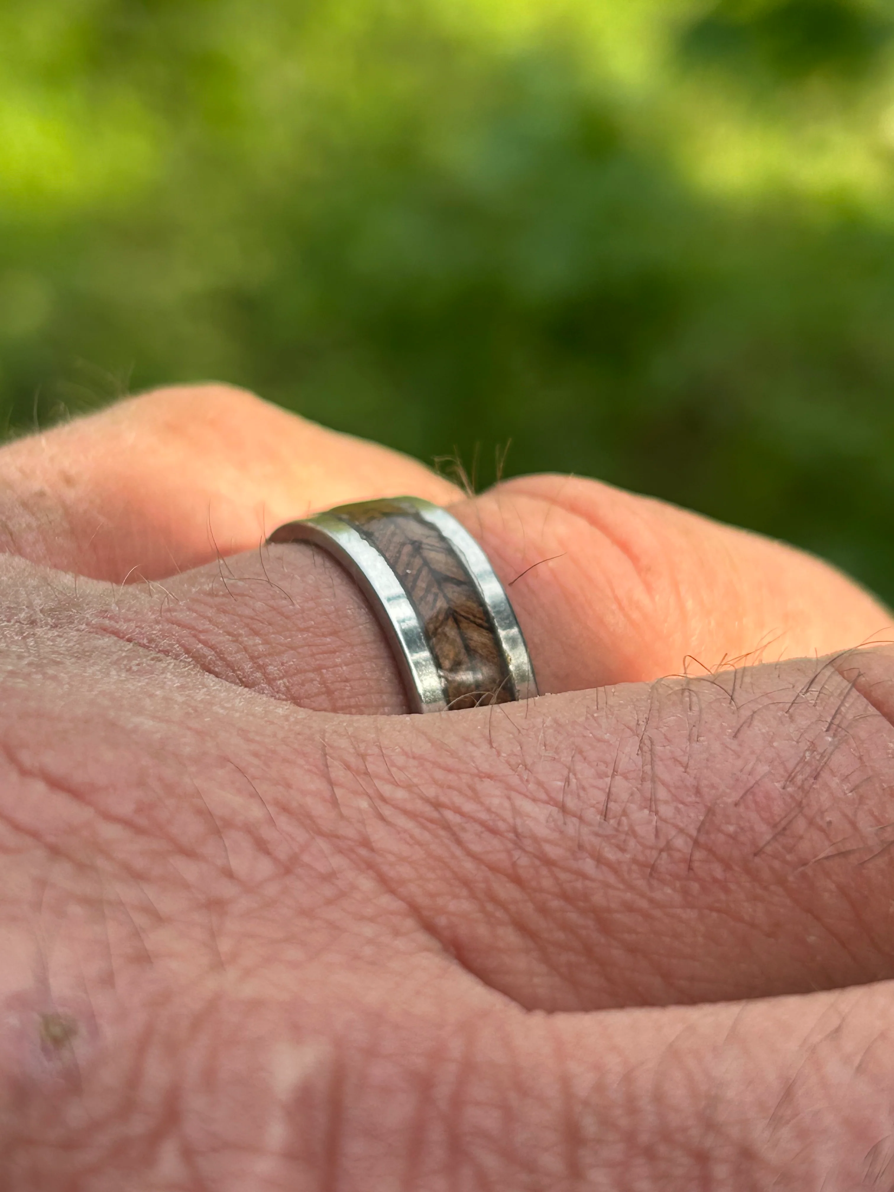 Walnut Herringbone River Ring - UNISEX! New - Image 6