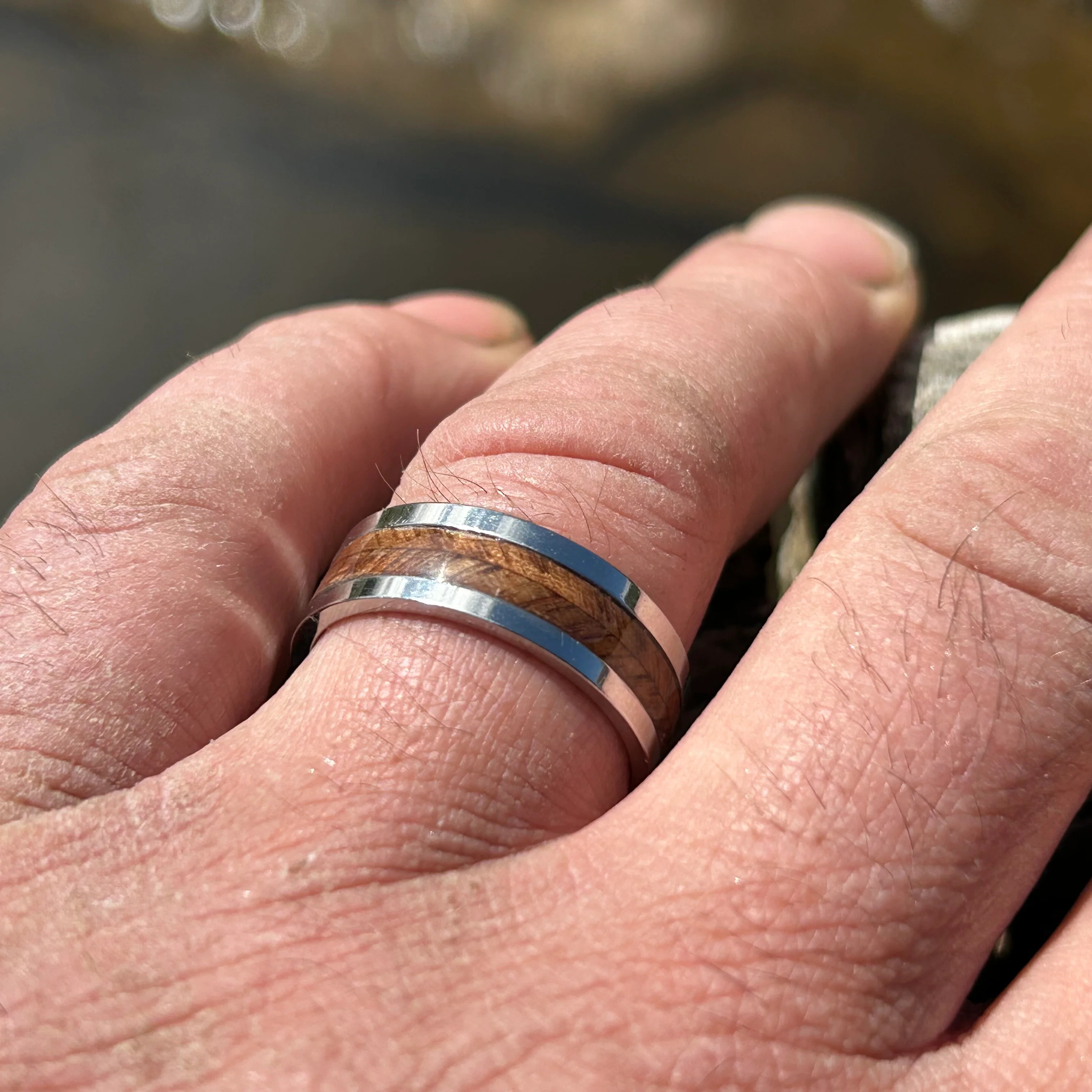 Walnut Herringbone River Ring - UNISEX! New - Image 7