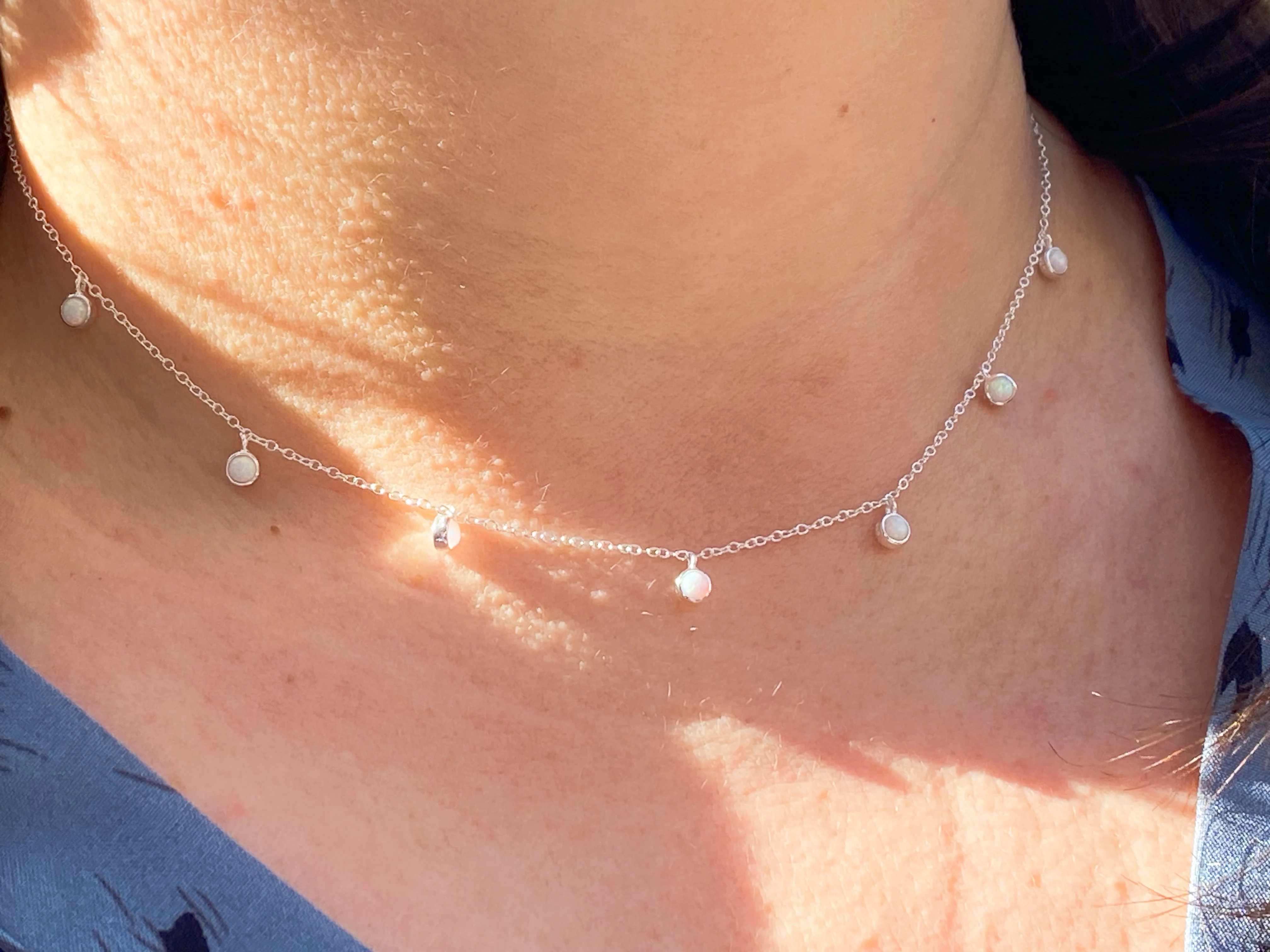 Blue Opal Droplet Necklace - Image 8